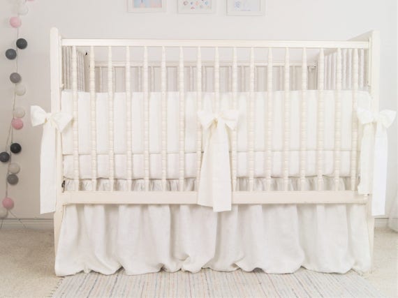 linen crib bumper