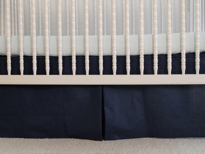 Boy Crib Bedding Navy Blue Linen Crib Skirt Crib Bumper Etsy