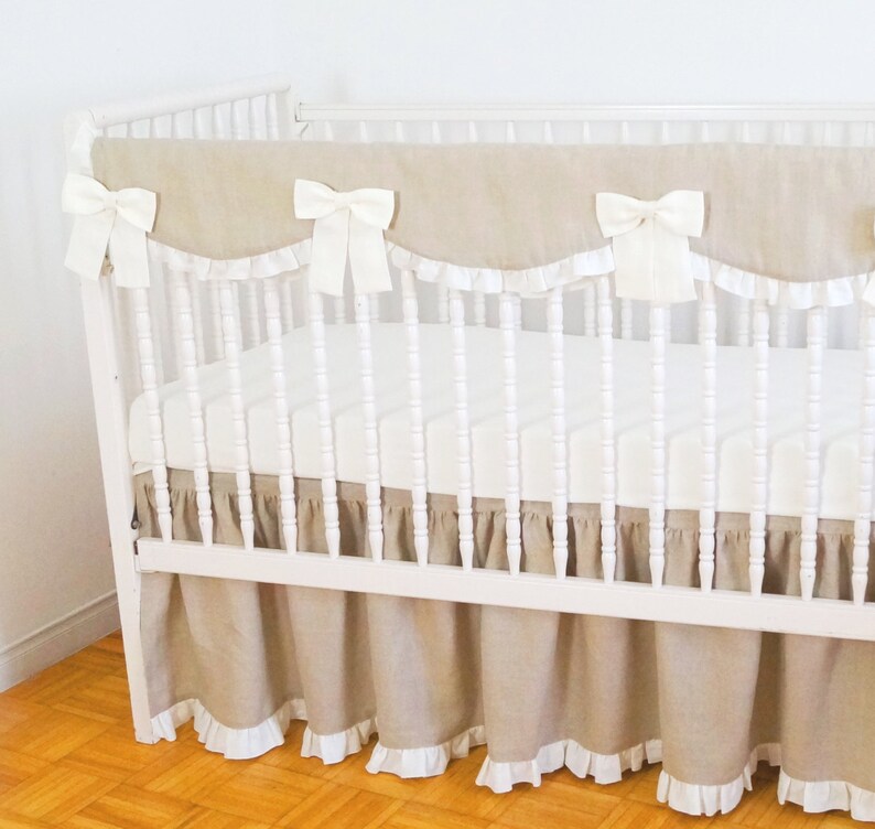 Linen Crib Bedding Rail Guard Rail Cover. Bumperless Crib Etsy