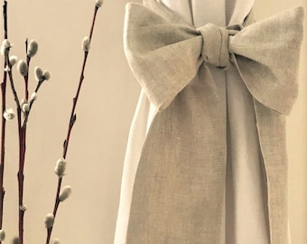 Linen  bows, Window tie backs, Natural linen colors, Nursery decor,  Linen  sashes, Crib bedding decor,