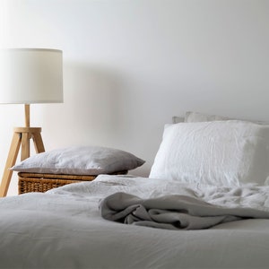 Linen Bedding set-  duvet cover and pillowcases, gray  linen bedding, stonewashed linen