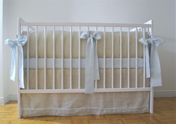 Crib Bedding For A Boy Straight Skirt Linen Crib Bedding Etsy