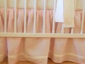 Linen Crib bedding - gathered skirt, pink linen - girl nursery bedding