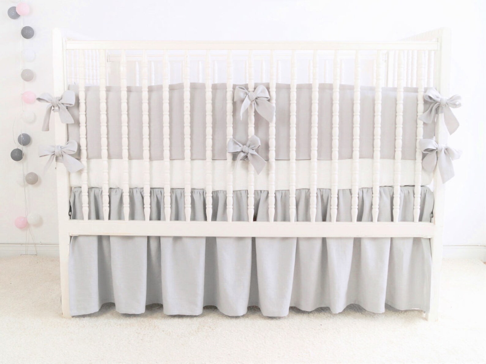 Gray Crib Bedding Gray Linen Crib Bedding Unisex Crib Etsy