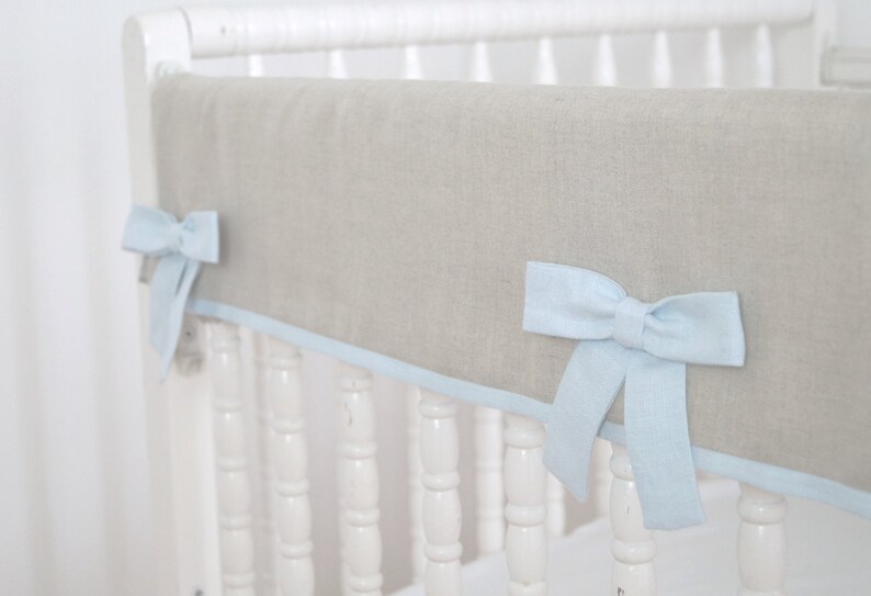 Linen Crib Bedding Rail Guard Rail Cover. Bumperless Crib Etsy