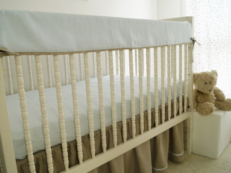 Linen Crib Bedding Rail Guard Crib Rail Cover. Bumperless Etsy