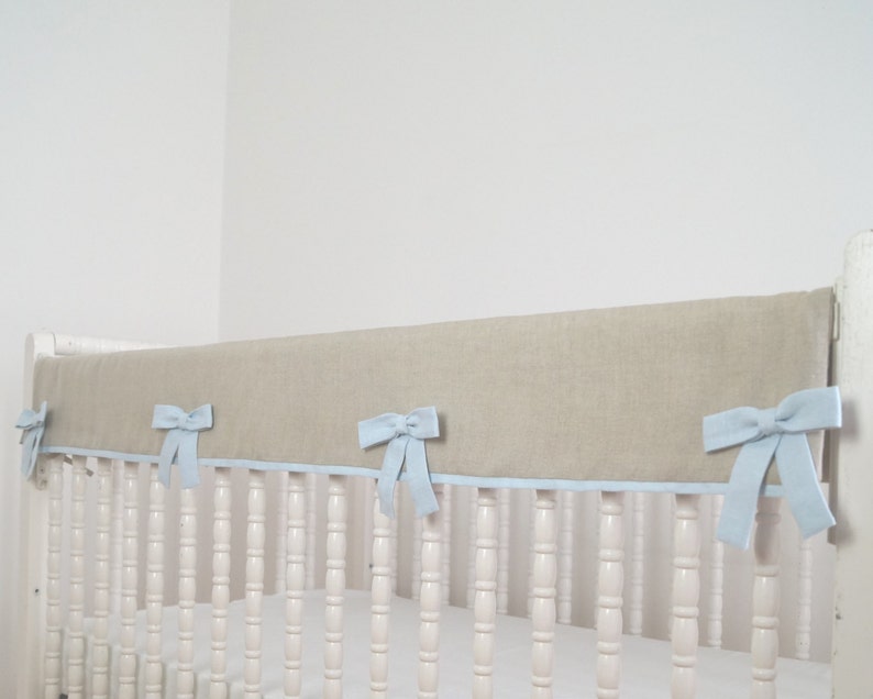 Linen Crib Bedding Rail Guard Rail Cover. Bumperless Crib Etsy