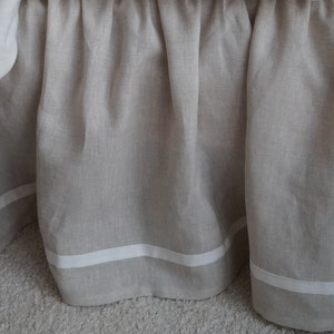 Linen bed skirt, dust ruffle, ruffled bed skirt, linen bedding image 1