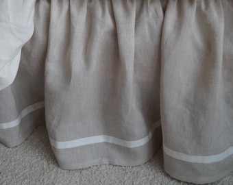 Linen bed skirt, dust ruffle, ruffled bed skirt, linen bedding