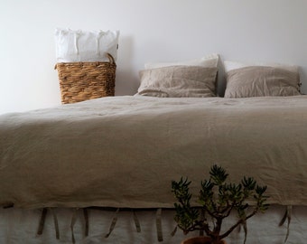 Leinen Bettwäsche Set - Bettbezug und Kissenbezüge, natürliche Bettwäsche Bettwäsche, Stein gewaschen