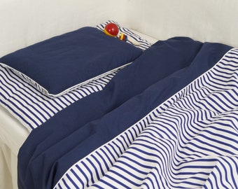 Nautical bedding set, linen  - for toddlers, kids