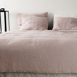 Linen Bedding set-  duvet cover and pillowcases, dusty pink  linen bedding, stonewashed linen