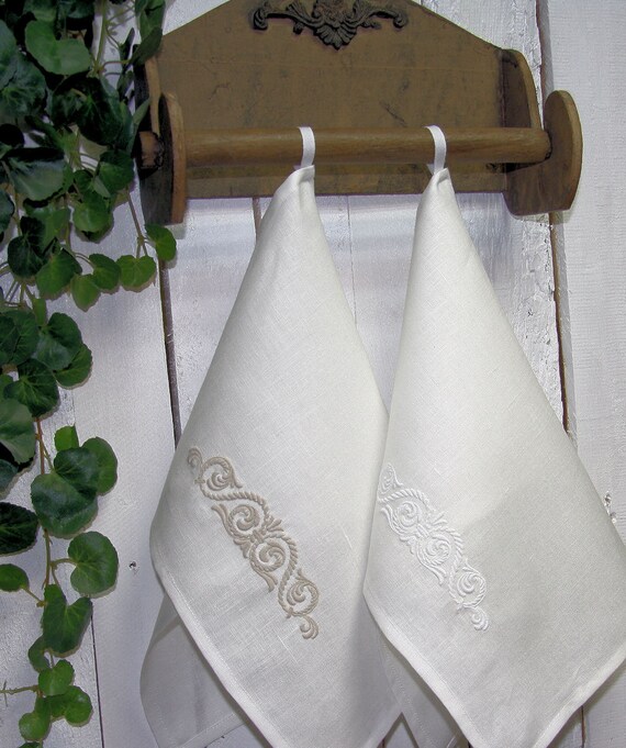 Items similar to Linen tea towels 2 pieces, white on Etsy