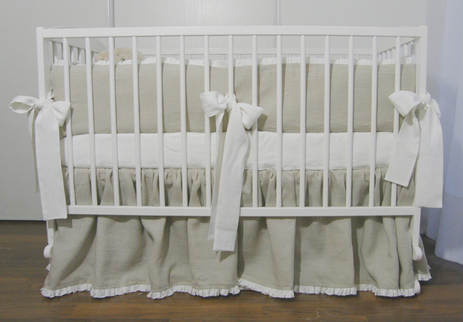 Linen Nursery Bedding Full Set 7 Pcs With Monogram Etsy