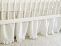 White Linen Crib  bedding -  gathered skirt  with ruffle
