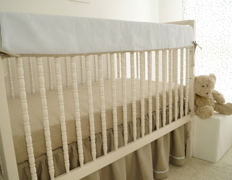 Linen Crib Bedding Rail Guard Crib Rail Cover. Bumperless Etsy