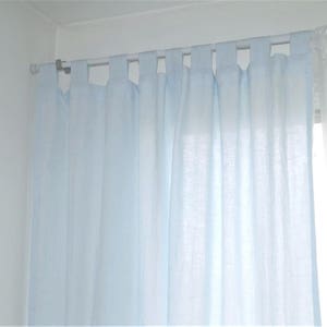 Linen curtain panel  , linen window panel, linen drapery -  baby blue linen