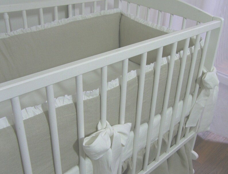 Linen Nursery Bedding Full Set 7 Pcs With Monogram Etsy