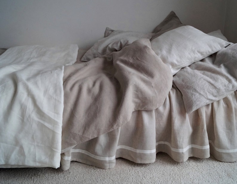 Linen bed skirt, dust ruffle, ruffled bed skirt, linen bedding image 3
