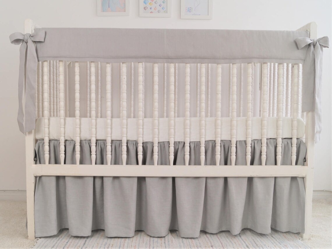 Crib Bedding Gray Crib Rail Cover Boy Crib Bedding Rail Etsy