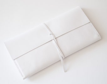White Leather Clutch Bag