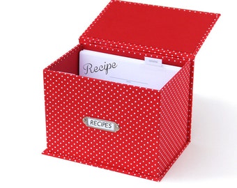 Recipe Box Set with Recipe cards with Dot pattern case