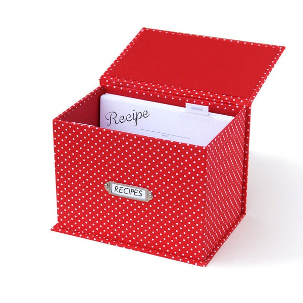 Rezeptbox Set mit Rezeptkarten mit Dot Muster Hülle