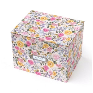 Rezeptbox Set mit Rezeptkarten mit Vintage Rosenmuster Hülle