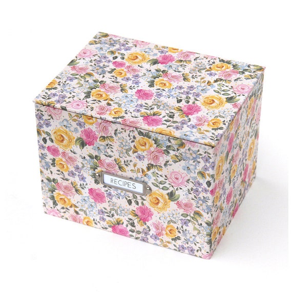 Recipe Box Set With Recipe Cards With Vintage Rose Pattern - Etsy