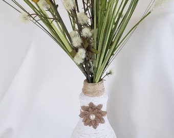 Handmade Bottle Vase , Tall Bunny Tail, Dried Flower Stirlingia