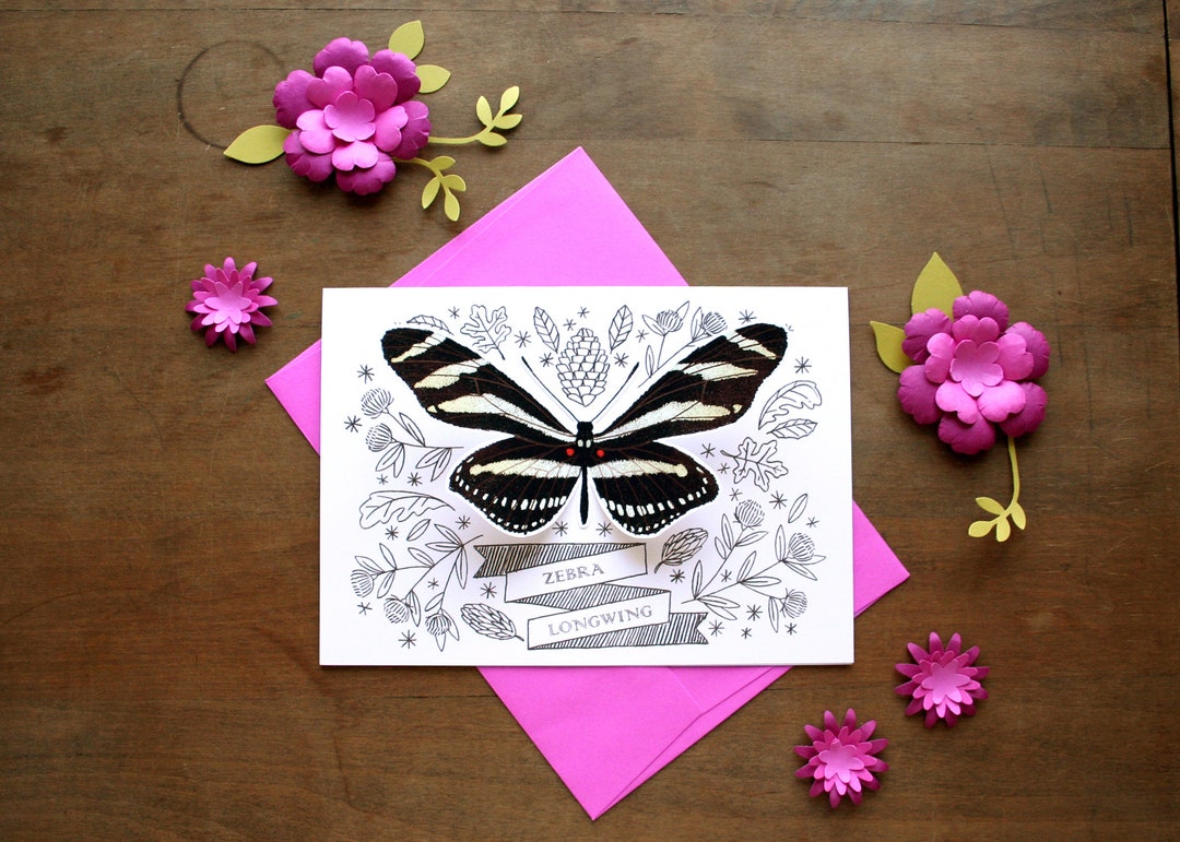 3D Butterfly Card Zebra Longwing Blank Greeting Card, All Occasion ...