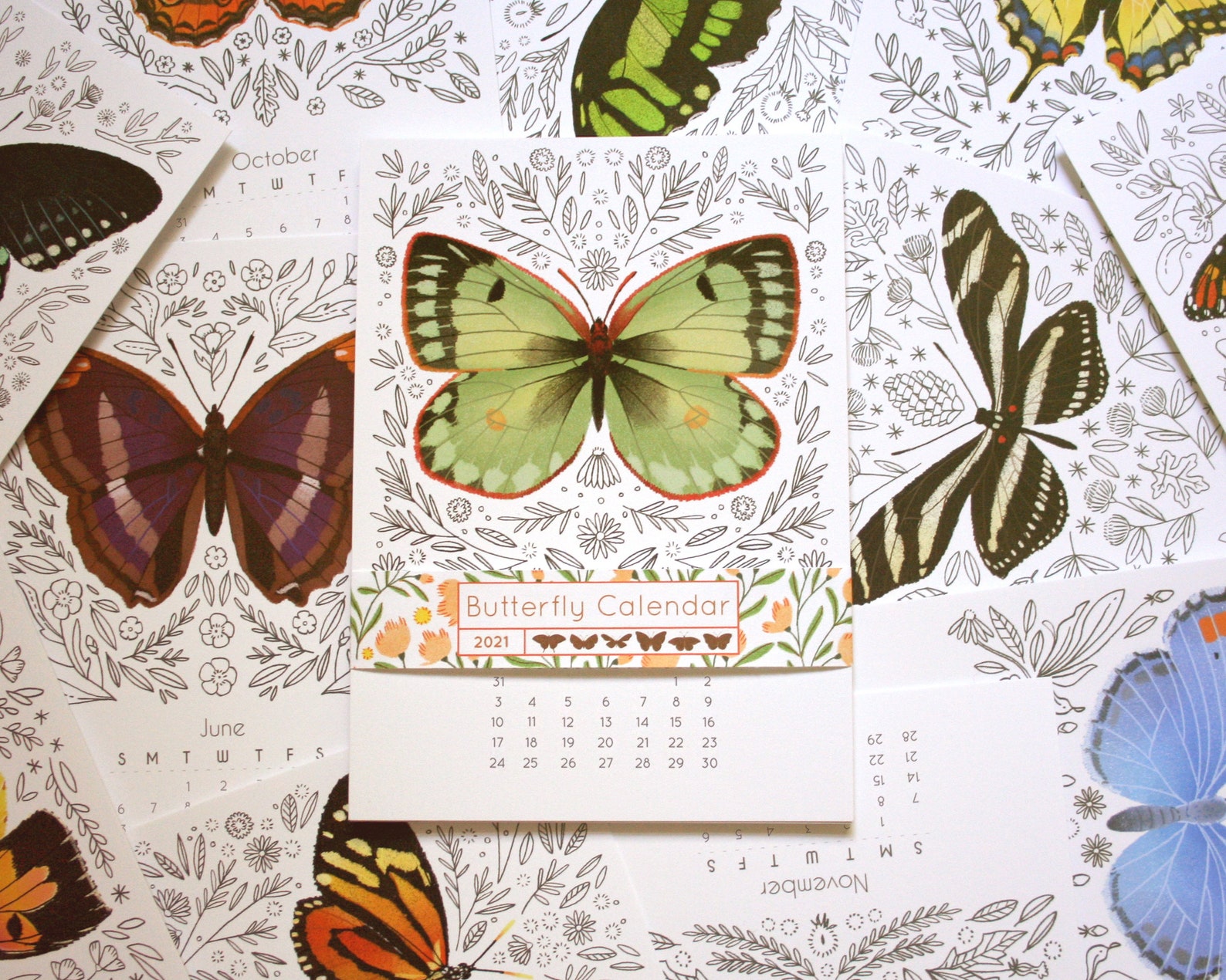 2021 Butterfly Desktop Calendar Vibrant Colorful Etsy