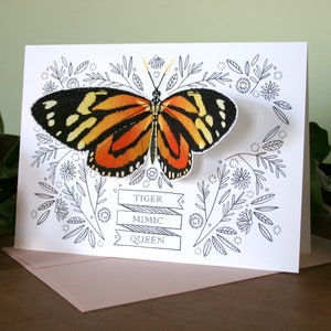 Carte papillon - Tiger Mimic Queen - carte vierge 3D, carte pour toutes les occasions, carte de remerciement, papeterie image 2