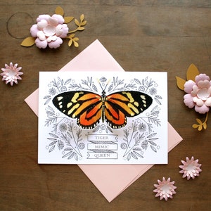 Carte papillon - Tiger Mimic Queen - carte vierge 3D, carte pour toutes les occasions, carte de remerciement, papeterie image 1
