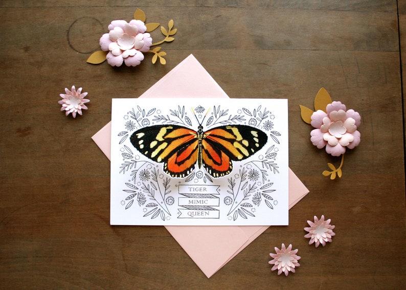 Carte papillon - Tiger Mimic Queen - carte vierge 3D, carte pour toutes les occasions, carte de remerciement, papeterie image 1