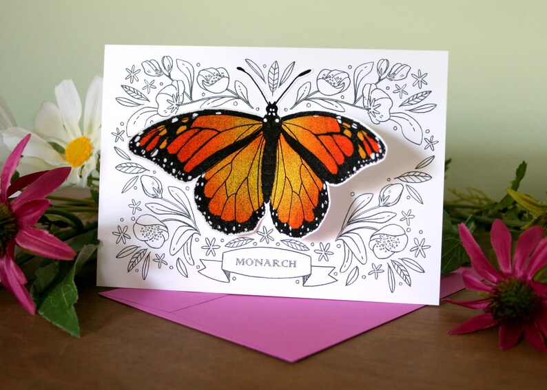 Carte de voeux papillon monarque - Papeterie papillon image 2