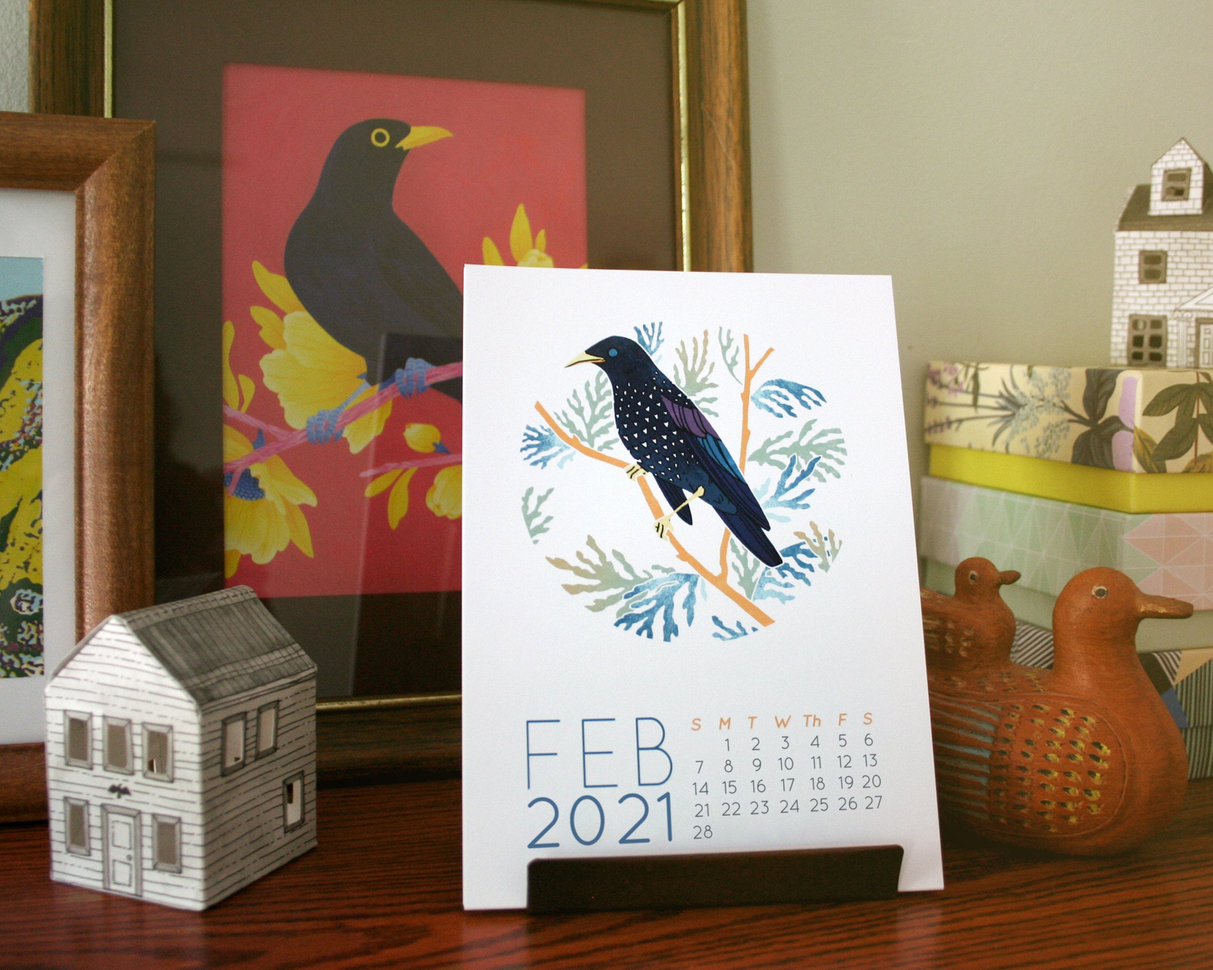 2021 Bird Desk Calendar Monthly Desktop Calendar Etsy