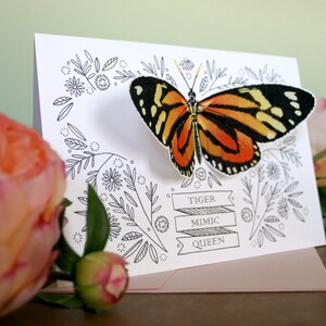 Carte papillon - Tiger Mimic Queen - carte vierge 3D, carte pour toutes les occasions, carte de remerciement, papeterie image 4