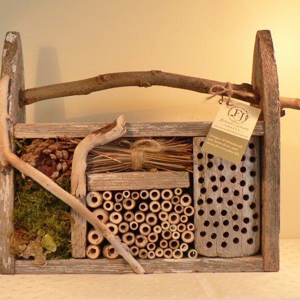 Rustic garden art, beneficial  bug bee bird house