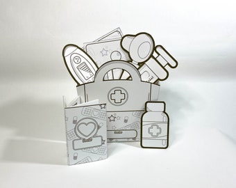 Nurse Doctor Medical Kit | Coloring Paper Craft | Printable Kids Toy | Digital File