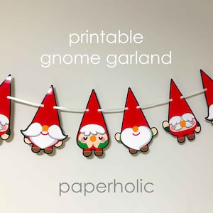 PRINTABLE Gnome Banner Paper Craft, Christmas Scandinavian Woodland Nisse Nordic