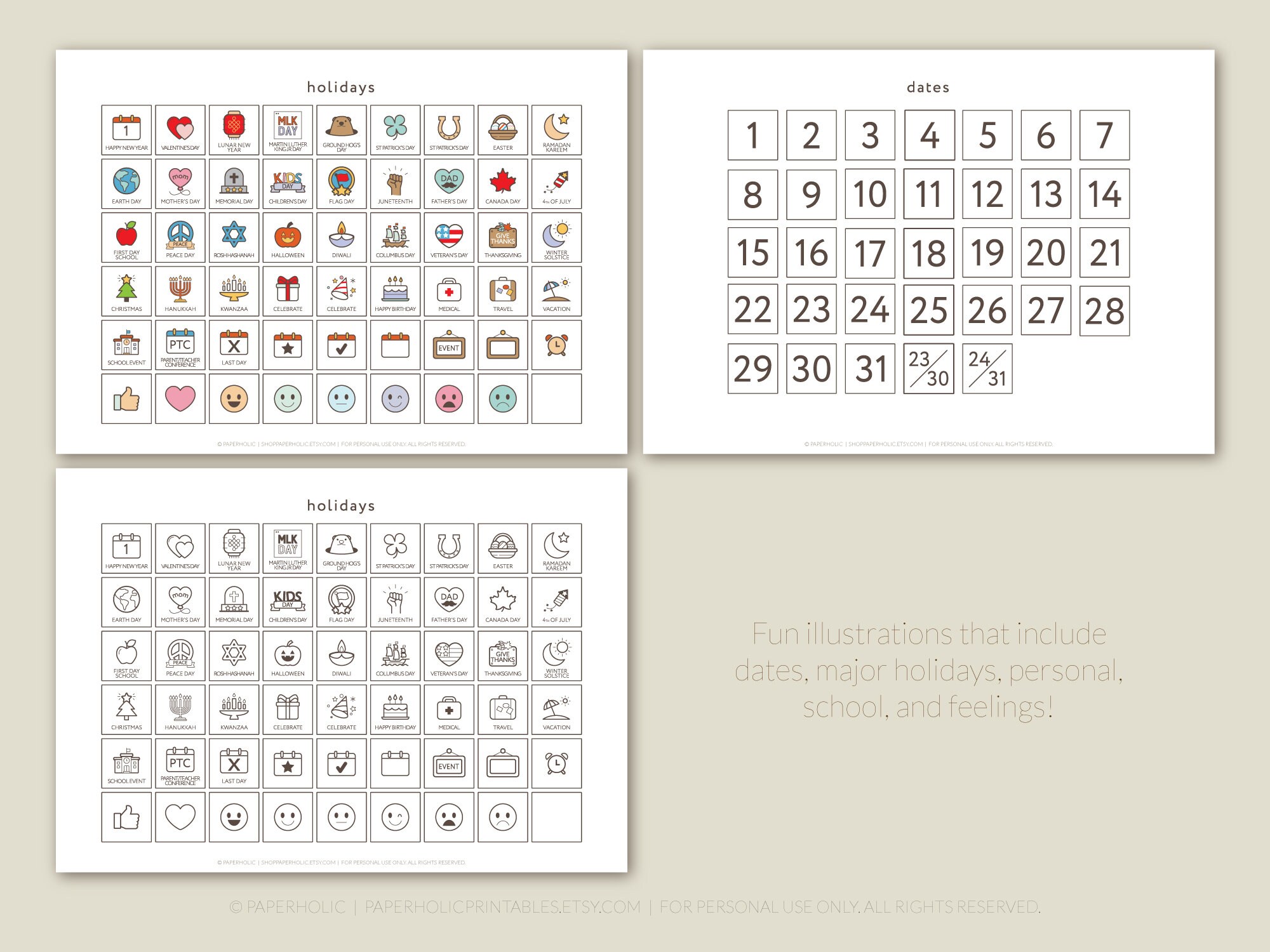 Kids Perpetual Calendar; Printable Learning Activity Homeschool ...