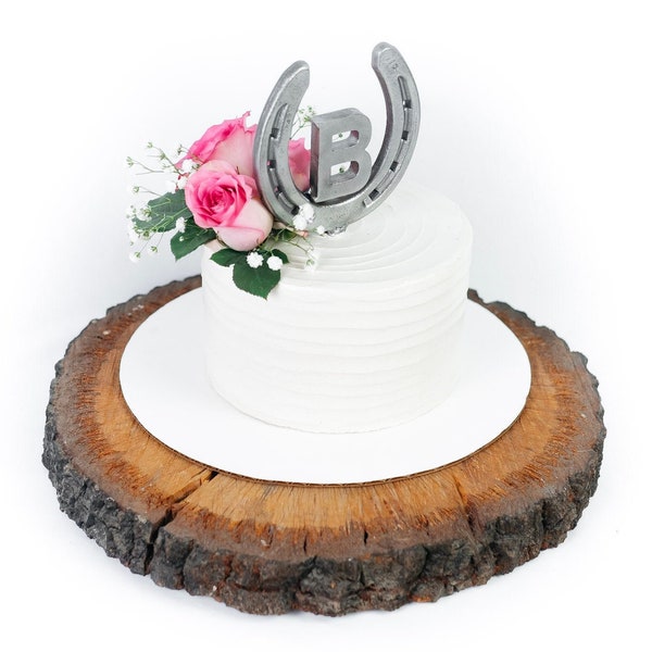 Custom Horseshoe Wedding Cake Topper with Initial