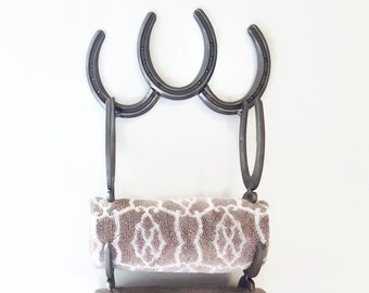 Towel Holder Hanger Steel Horseshoe for Rustic Farmhouse Bathroom - The Heritage Forge