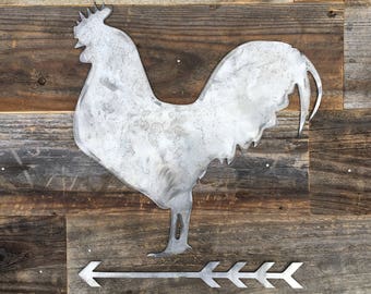 Rooster and Arrow - 12" x 12" - Rustic Home Decor - The Heritage Forge