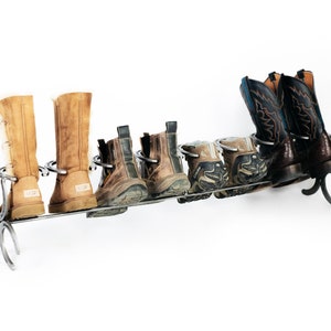 Rustic Horseshoe Boot Rack 1, 2, 3, or 4 pairs Handmade The Heritage Forge image 8