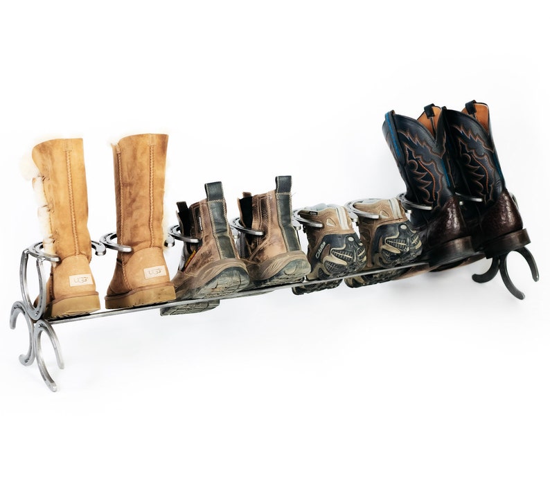 Rustic Horseshoe Boot Rack 1, 2, 3, or 4 pairs Handmade The Heritage Forge image 8