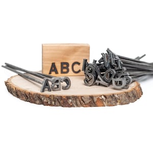 A-Z Alphabet Branding Irons - 3/4" Tall - 26 Letters - 8" Straight Steel Handles - BBQ, Woodworking, Crafts, Monogram - The Heritage Forge