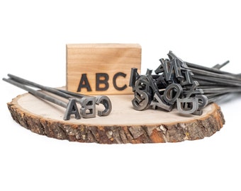 A-Z Alphabet Branding Irons - 3/4&quot; Tall - 26 Letters - 8&quot; Straight Steel Handles - BBQ, Woodworking, Crafts, Monogram - The Heritage Forge