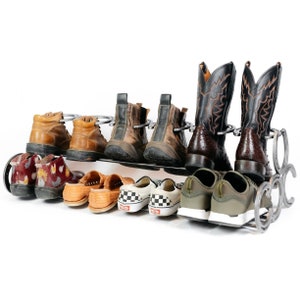 Rustic Horseshoe Boot & Shoe Rack  - The Heritage Forge